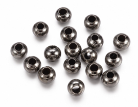 50 x Metalen kralen 3 mm – gat 1,2 mm – hematietkleur