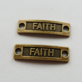 2 x  Prachtige tussenzetsel "Faith"  35 x 10mm x 0,5mm   gat: 2mm