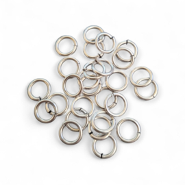 20  x DQ metaal sieraden buigringen of buigringetjes antiek zilver kleur 6 x 0,8mm  (Nikkelvrij)