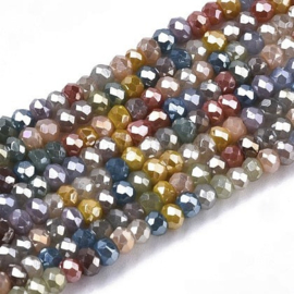 ​1 x Streng ca. 188~190 stuks glaskralen facet rondelle briolette 2mm gat: 0,7mm gemengde kleuren glans