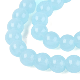 30 x Imitatie jade glaskralen rond 6-6,5 mm – gat 1,4 mm – Light Sky Blue