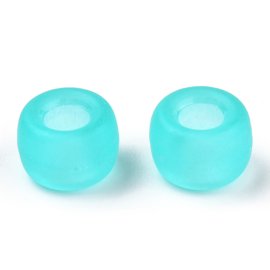 20 x  Rondellen acryl kralen 9 x 6mm Gat: 3,8mm Frosted Cyan