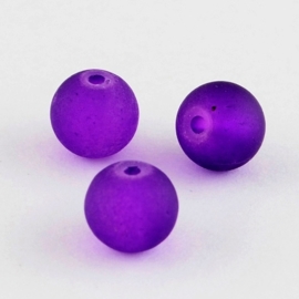 10 x mat frosted glaskralen 10mm gat: 1,5mm Purple