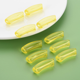 10 x Acryl kralen tube transparant yellow ca. 32x8mm (gat Ø1.8mm)