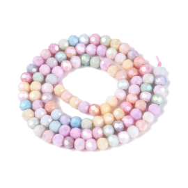1 x Glaskralen streng facetgeslepen rond 4-4,5 x 3,9 mm – gat 0,8 mm – Mixed Color