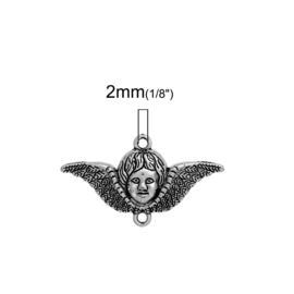 4 x Prachtige metalen tussenzetsel  van een engel 3,7 x 2,1mm gat: 2mm