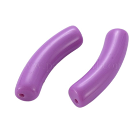 10 x Acryl kralen tube opaque Medium Orchid ca. 32x8mm (gat Ø1.8mm)