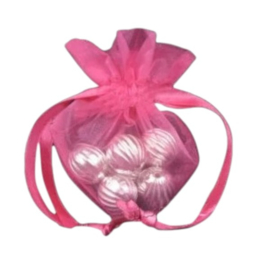 20 x luxe hartvormige organza zakjes 10cm x 8.75cm Hot Pink (op is op!)
