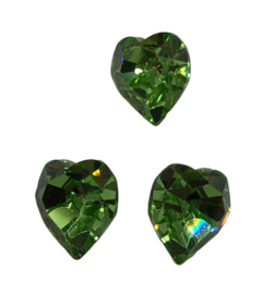2x Precosia kristal in de vorm van een hart Groen 10 mm
