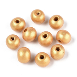 20 x Ronde houten kralen 8-8,5 x 6,8 mm – gat 1,8-2 mm – goudkleur