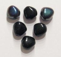 10 Stuks Glaskraal hoekig rond zwart met olie-glans  9 mm