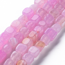 10 x Agaat edelsteen kralen kubus 5-8 x 4-8 x 4-6 mm – gat 1,2 mm – Pearl Pink