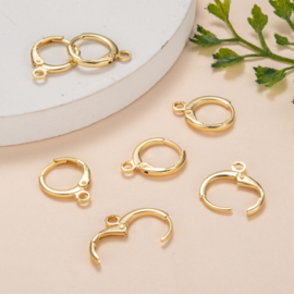 2 x echt 18K gold plated oorbellen met oogje 14,7 mm x 11,7 x 2mm oogje: 1,8mm Nikkelvrij