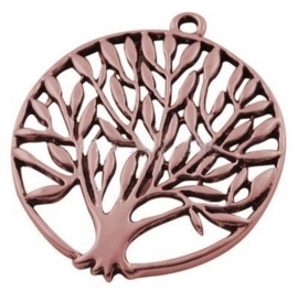 3x Tree of life hanger  van een levensboom 47 x 2mm gat 3mm rood koper