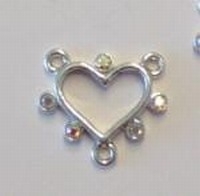 Per stuk Luxe metalen hanger hart met strass 19 mm