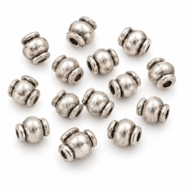 20 x Metalen kralen 4 x 5 mm – gat 1 mm – antiek zilverkleur