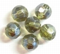 10 x Glaskraal facet kristal Smoked Topaaz met mooie glans 8 mm