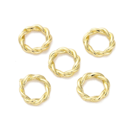 5 x Kleine metalen gesloten ring gedraaid 6 mm – Ø 4 mm – Real 14K Gold Plated (Nikkelvrij)