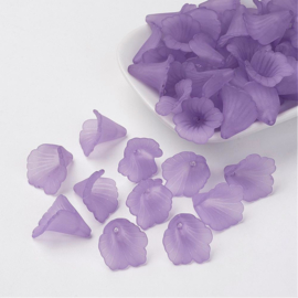10 x prachtige acryl bloem kelk 20 x 20 x 2mm gat: 1,5mm medium purple