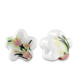 10 x Kralen keramiek ster White-heather pink