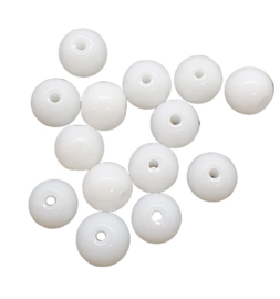 10x mooie witte glaskraal 8 x 9 mm gat: 1 mm