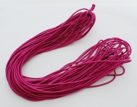 8 meter rond elastisch koord van rubber voorzien van een laagje stof 1mm fuchsia