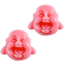 2 x Buddha Kraal Resin 12 mm Roze