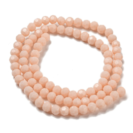 1 x Glaskralen streng facetgeslepen rond 4 mm – gat 0,7 mm – PeachPuff