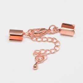 2 x Veterklem met sluiting incl. verlengketting lang 50mm sluiting: 6 x 12mm klem: 5 x 4mm rosegold