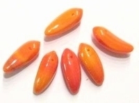 10 Stuks Glaskraal oranje gemeleerd, hangend model 13 mm