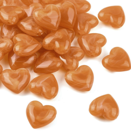 10 x Acryl kralen hart two tone opaque 22 mm – T-geboord – gat 2~2,4 mm – Amber (Burnt Sienna)