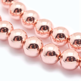 10 x Hematiet kralen 10 mm – gat 1,2 mm – rose gold plated (Nikkelvrij)