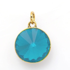 Geboorte steen hanger prachtig kristal facet 18 x 12mm - December Turquoise Goudkleur
