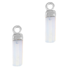 1 x Glas hangers tube White opal-silver