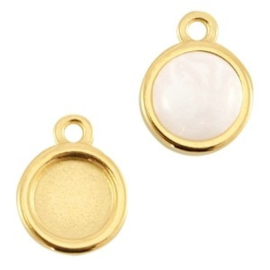 1 x DQ metaal setting 1 oog voor 7mm cabochon en SS34 flatback Goud ca. 13x10mm tray Ø 7mm (Nikkelvrij)