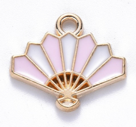 4 x  Bedel Enamel Waaier  15 x 1,7 x 1,5mm oogje: 1,6mm Light gold pink