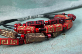 5 x Tsjechische Celtic Block Table Cut Beads 15x5mm gat: 1,5 mm rood