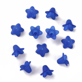 10 x  acryl bloem kelk kralen  17,5 x 12mm gat 1,5mm Blue