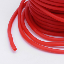 100 cm hol Rubber DQ koord 3mm gat: 1,5 mm Rood