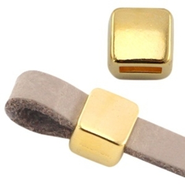 DQ metaal schuiver vierkant Ø5.2x4.2mm  goud (nikkelvrij)
