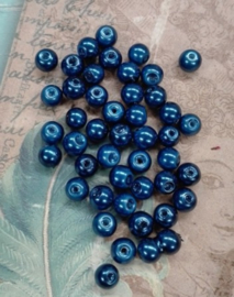 80 x Glasparels 6mm Gat: 1mm blauw