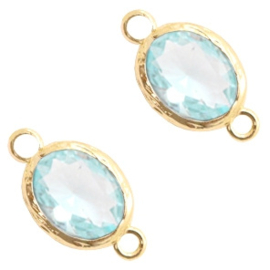 Crystal glas tussenstukken ovaal 10x18mm Light Blue - crystal-gold (Nikkelvrij)