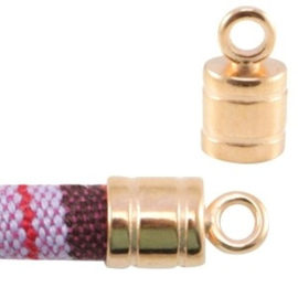 1x DQ metaal eindkapje met oog voor 6 mm koord Rosé goud 14x12 mm Ø 6.0 mm