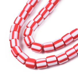 20 x handgemaakte polymeer klei kralen red 6,5 x 6mm gat: 1,2mm column
