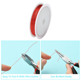 1 x Rol metaaldraad 0,4 mm – lengte ca. 13 meter – Dark Red (Nikkelvrij)