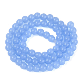 30 x Imitatie jade glaskralen rond 6-6,5 mm – gat 1,4 mm – Cornflower Blue