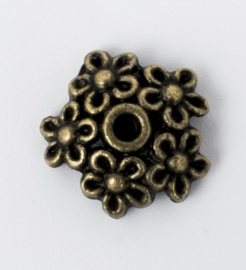 10 X geelkoperen kralenkapjes met bloemen 10,4 mm x 1,8 mm