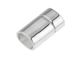 1x DQ metaal magneet sluiting ca. 22 x 12mm met gat 10 x 2,5mm antiek zilver kleur (Nikkelvrij)