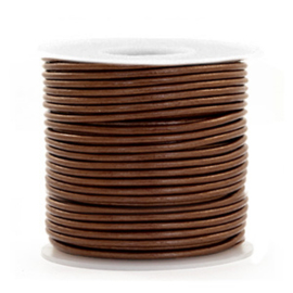 50cm DQ Leer rond 1 mm Pecan brown metallic