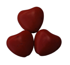 5 x Keramiek turquoise hartje rood; 15mm x 16mm, Gat 1 mm